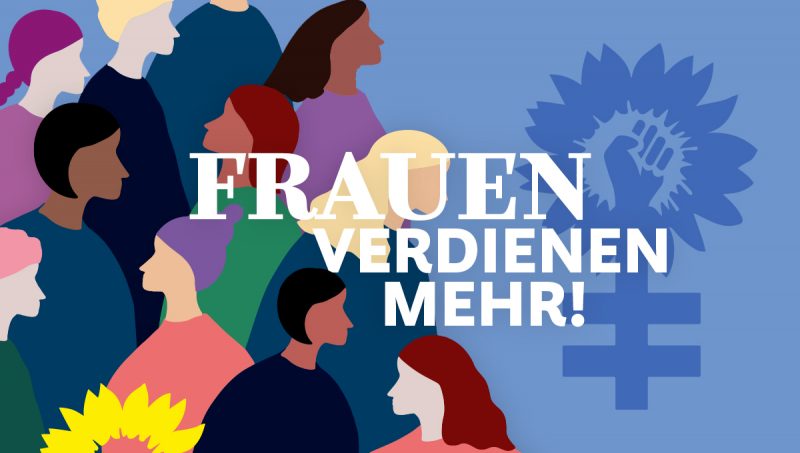 Symbolcollage: Frauen verdienen mehr (erstellt durch Grüne Bundestagsfraktion)